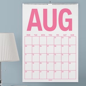 2025-2026 Academic Year Wall Calendar, August Start, Monthly Wall Planner, Student Calendar, Teacher Planner, Monday & Sunday Start, Rainbow