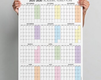 2026-2027 Academic Wall Calendar | Minimalist Annual Planner (Pastel Colors)