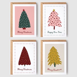 クリスマスツリーカード 8枚セット、豪華なメリークリスマスカード、A6 & 5x7インチカード、パートナーや親友へのクリスマスカードギフト、グリーティングカード