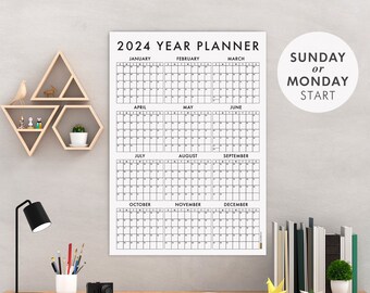 2024 Printable Wall Calendar Stylish Year Calendar A4 & US - Etsy