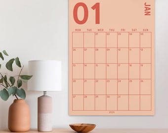 2026 Family Planner, Large Monthly Wall Calendar, 12 Month Wall Planner, MONDAY & SUNDAY Start, Family Organiser, Minimalist, BOHO Color