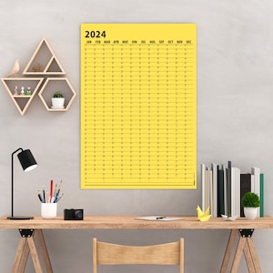 Planner da parete annuale 2025 in carta gialla, Planner mensile 2025, Calendario da parete 2025, Planner annuale 2025, Verticale