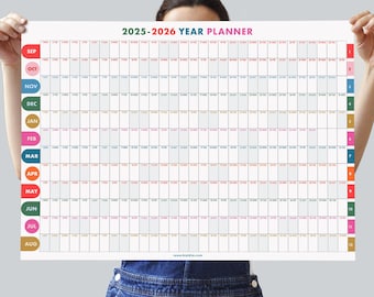 2026-2027 Academic Wall Planner | Yearly Calendar | Large Minimalist Wall Schedule | School & Office Planner (Bright colors)