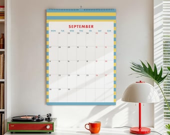 Calendario de pared/planificador mensual académico retro 2026-2027