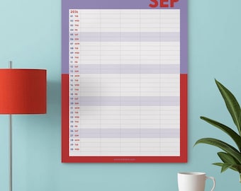Calendario académico familiar de pared 2026-2027 / Planificador familiar de 5 columnas / Planificador retro colorido de mitad de año