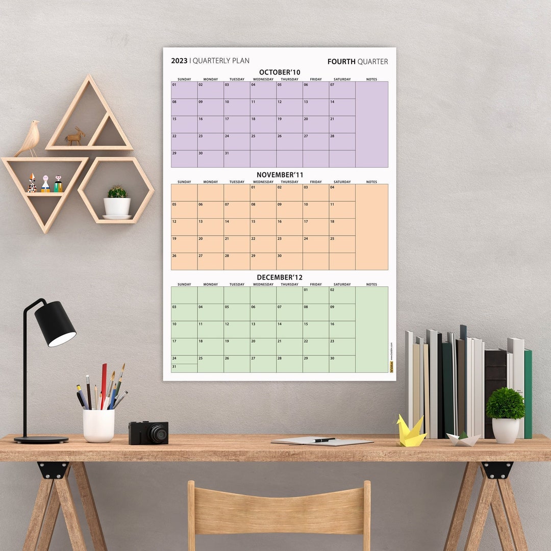 Q4 2025 Quarterly Wall Calendar, October December 2025, Quarterly Plan