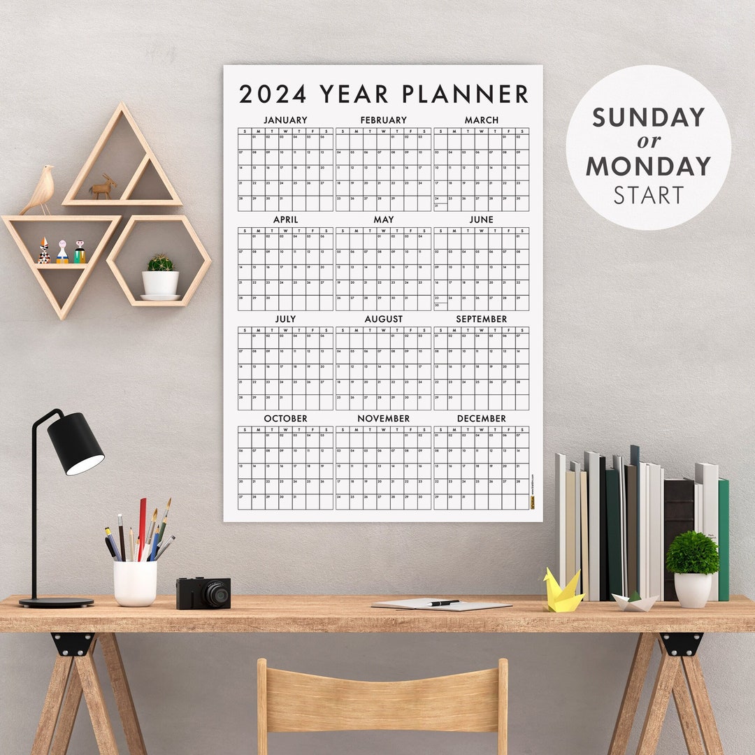 PRINTABLE 2024 Wall Calendar, 2024 Wall Planner, 2024 Year Planner
