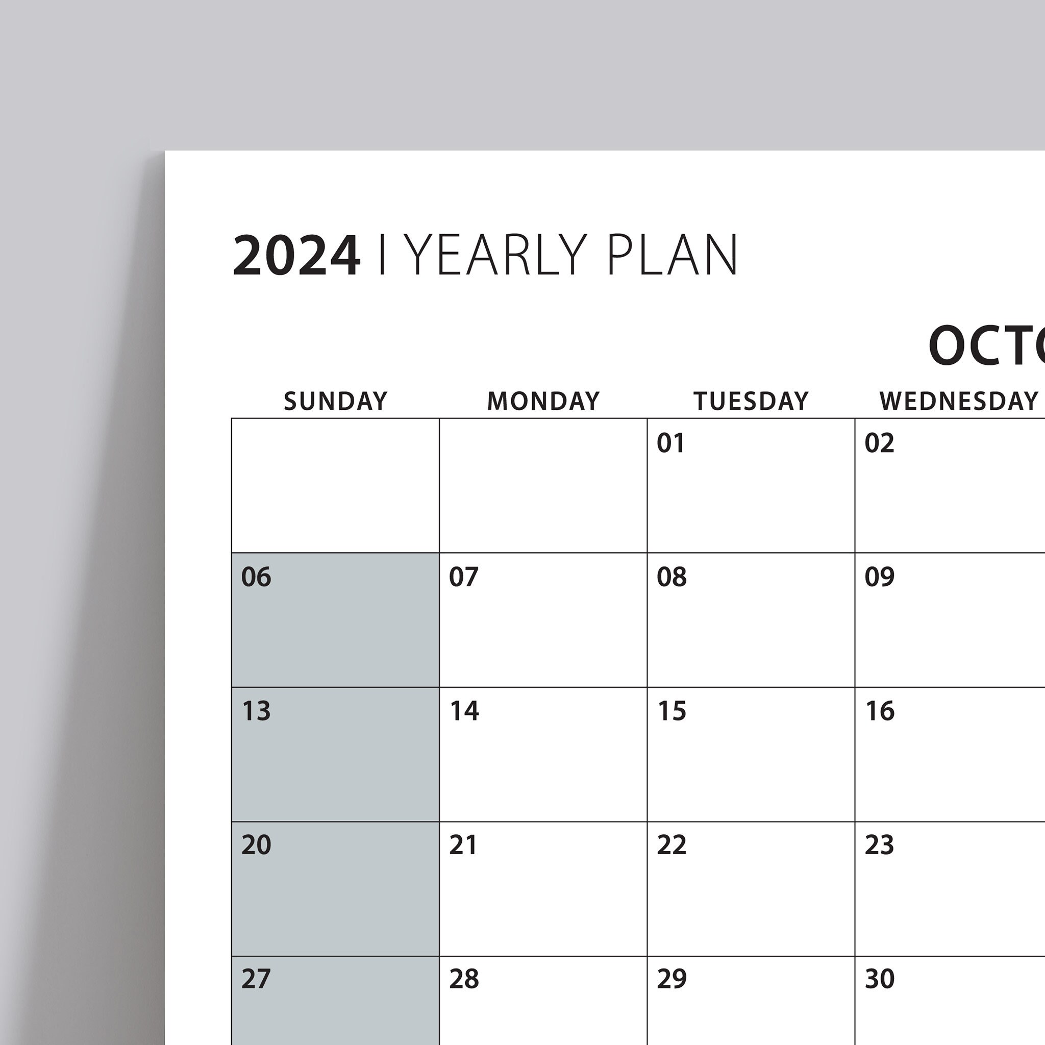 Printable Q4 2024 Quarterly Wall Calendar, October-december, SUNDAY Start, Quarterly Plan, 90 ...