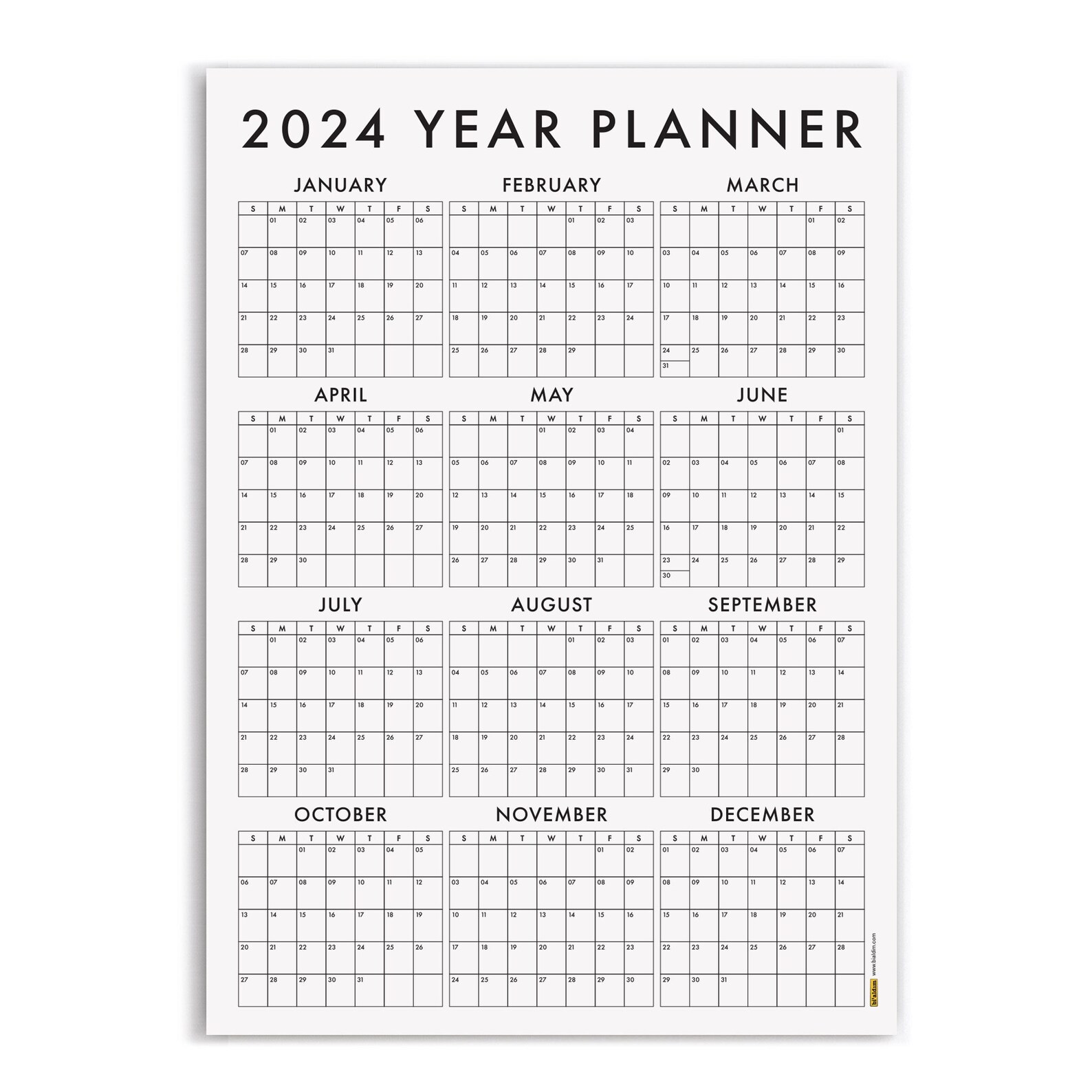 PRINTABLE 2024 Wall Calendar 2024 Wall Planner 2024 Year Etsy Canada