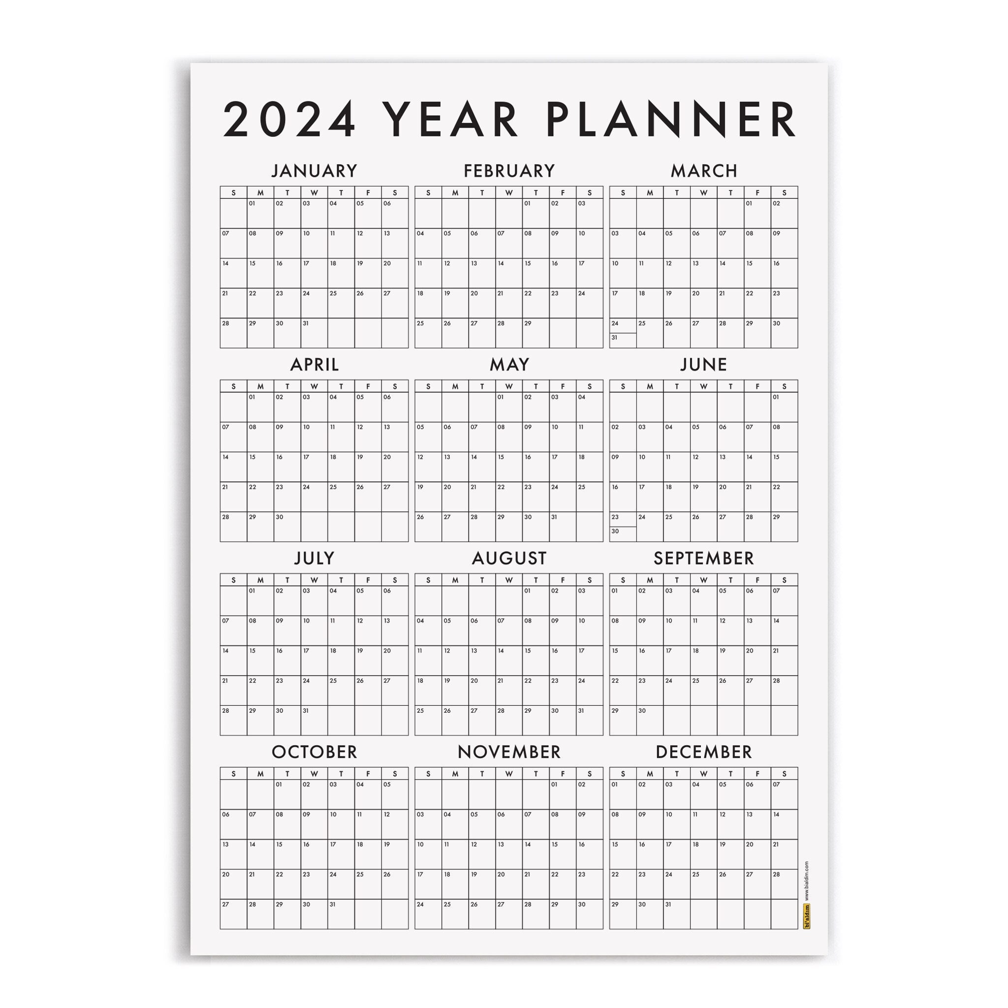 PRINTABLE 2024 Wall Calendar 2024 Wall Planner 2024 Year Etsy