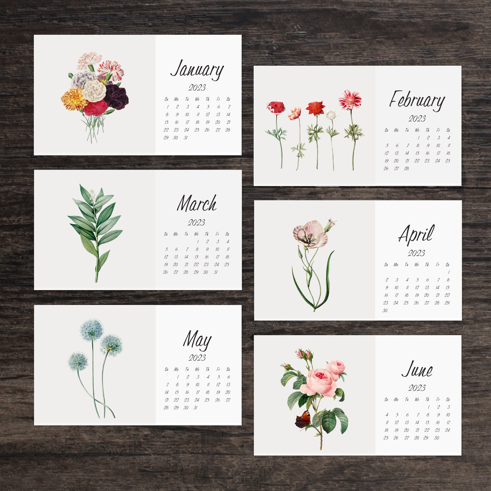 2024 Desk Calendar, Vintage Floral Calendar 2024 - Etsy