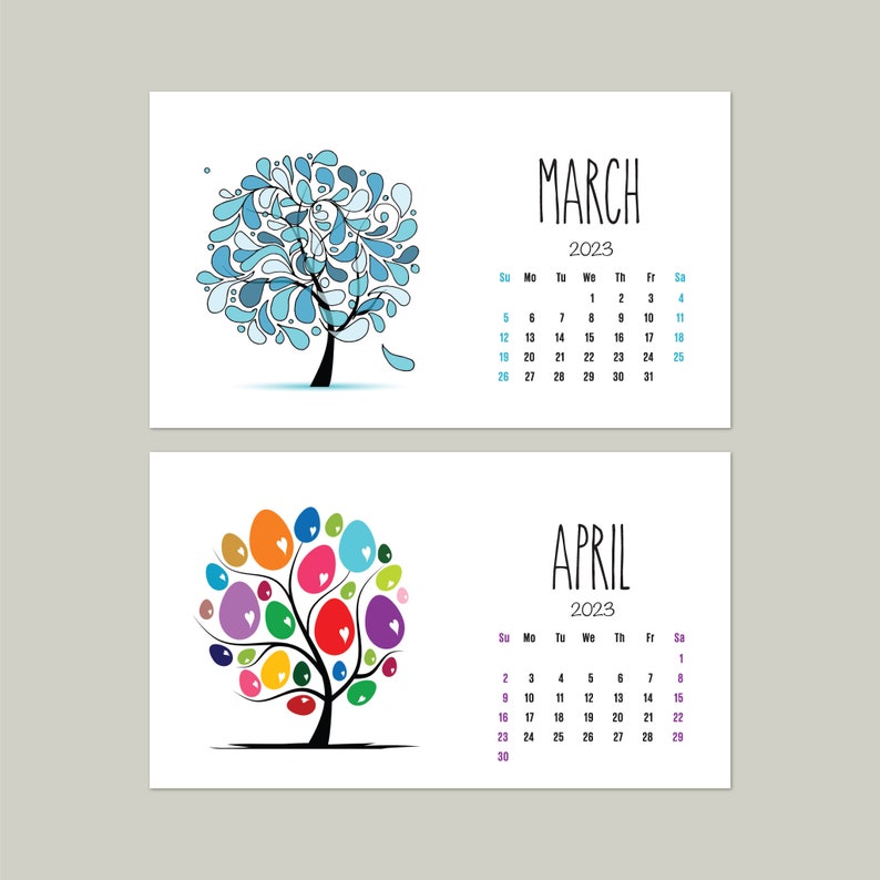 Four Seasons Tree Clipart Calendar 2024 Calendar Spring Etsy