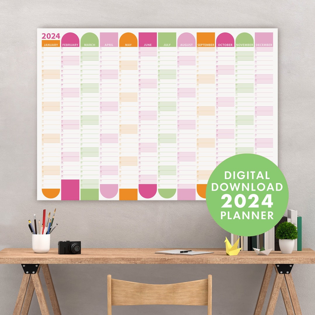 PRINTABLE 2024 Wall Planner Giant Wall Calendar at a - Etsy Australia