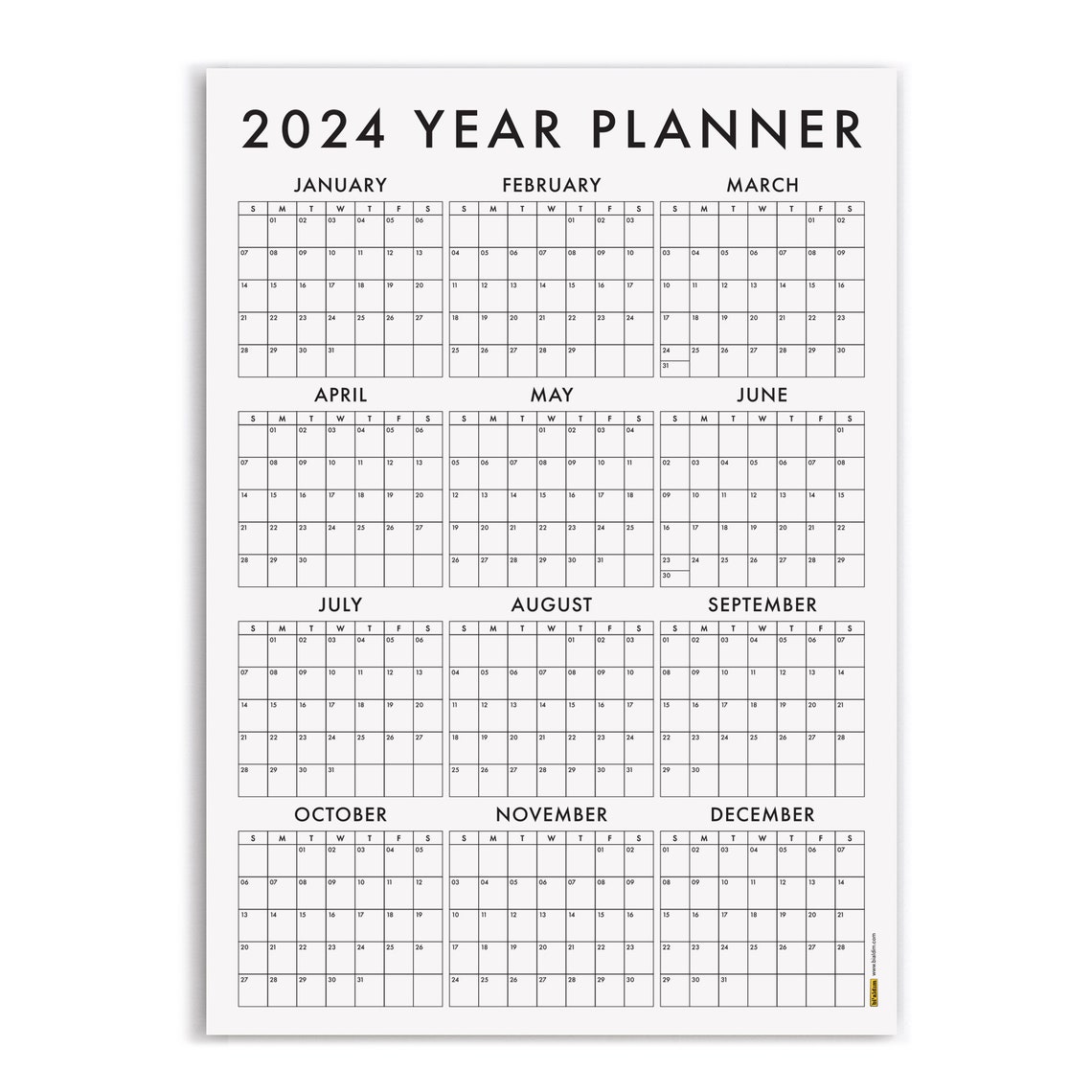 PRINTABLE 2024 Wall Calendar, 2024 Wall Planner, 2024 Year Planner