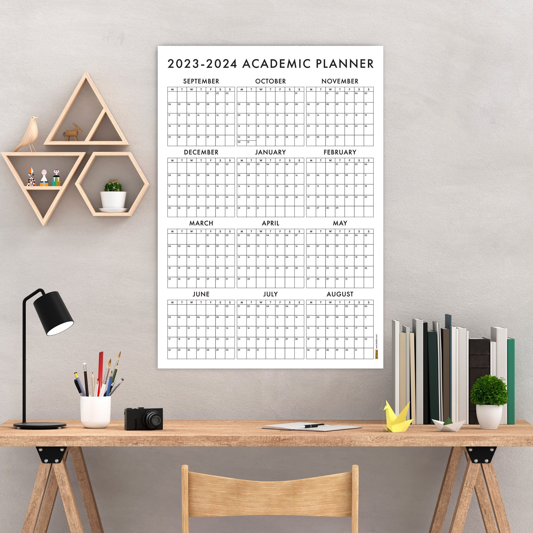 Printable 2023-2024 Academic Wall Calendar, SEPTEMBER Start, Academic Year Planner, Mid-year ...
