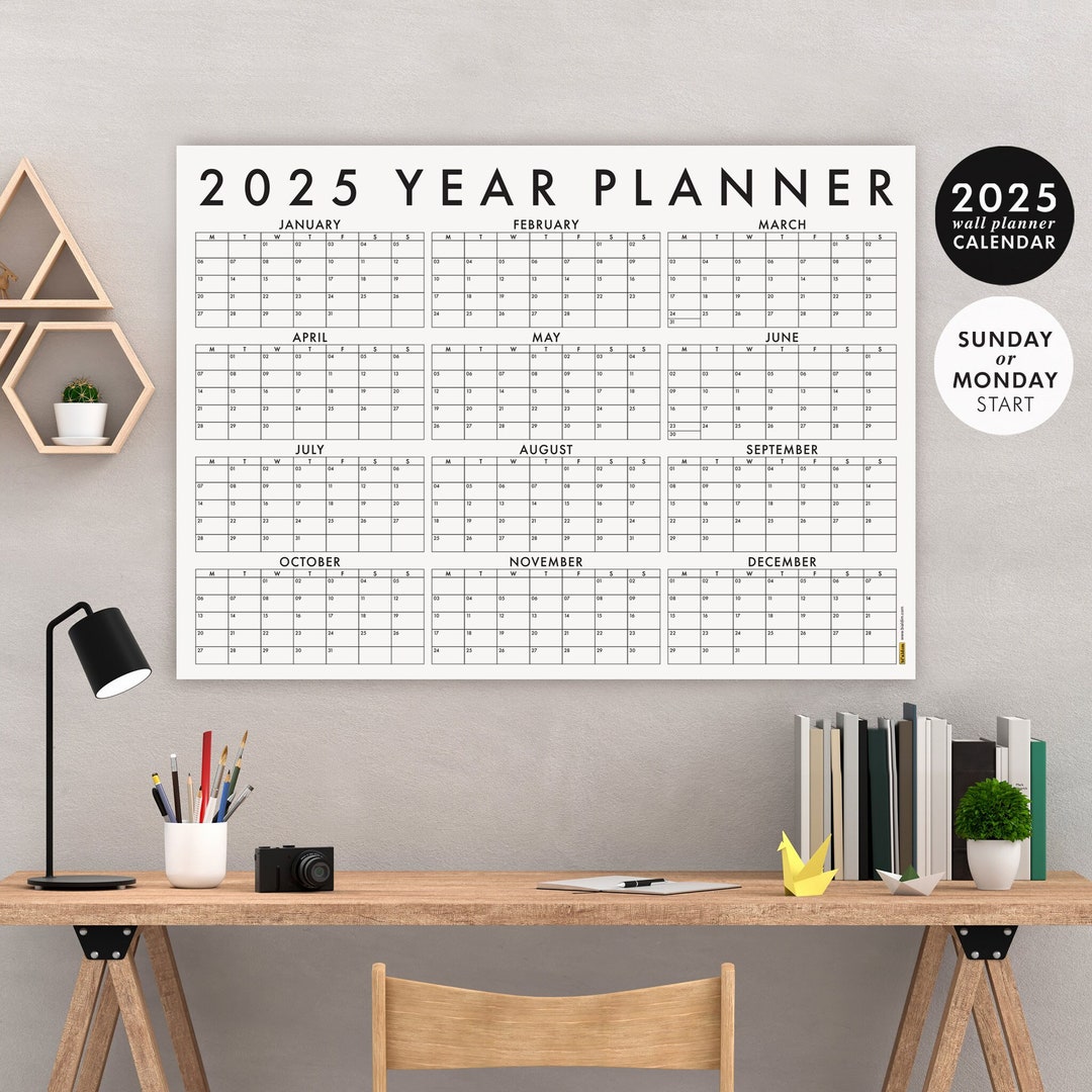 PRINTABLE 2025 Wall Calendar Instant Download 2025 Wall Planner Monthly