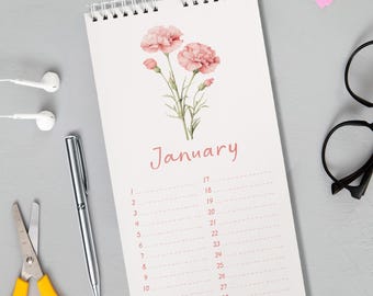 Eeuwigdurende verjaardagskalender | Bloemen geboortemaand | Bloemenkalender zonder datum | Cadeau voor haar en hem | Herinneringskalender bloemen