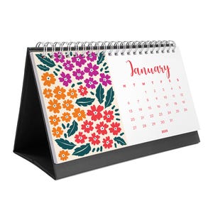 Flower Gallery 2026 Desk Calendar | Floral Bouquet Calendar | Modern Flower Market | Colourful Floral Calendar | Monday or Sunday Start