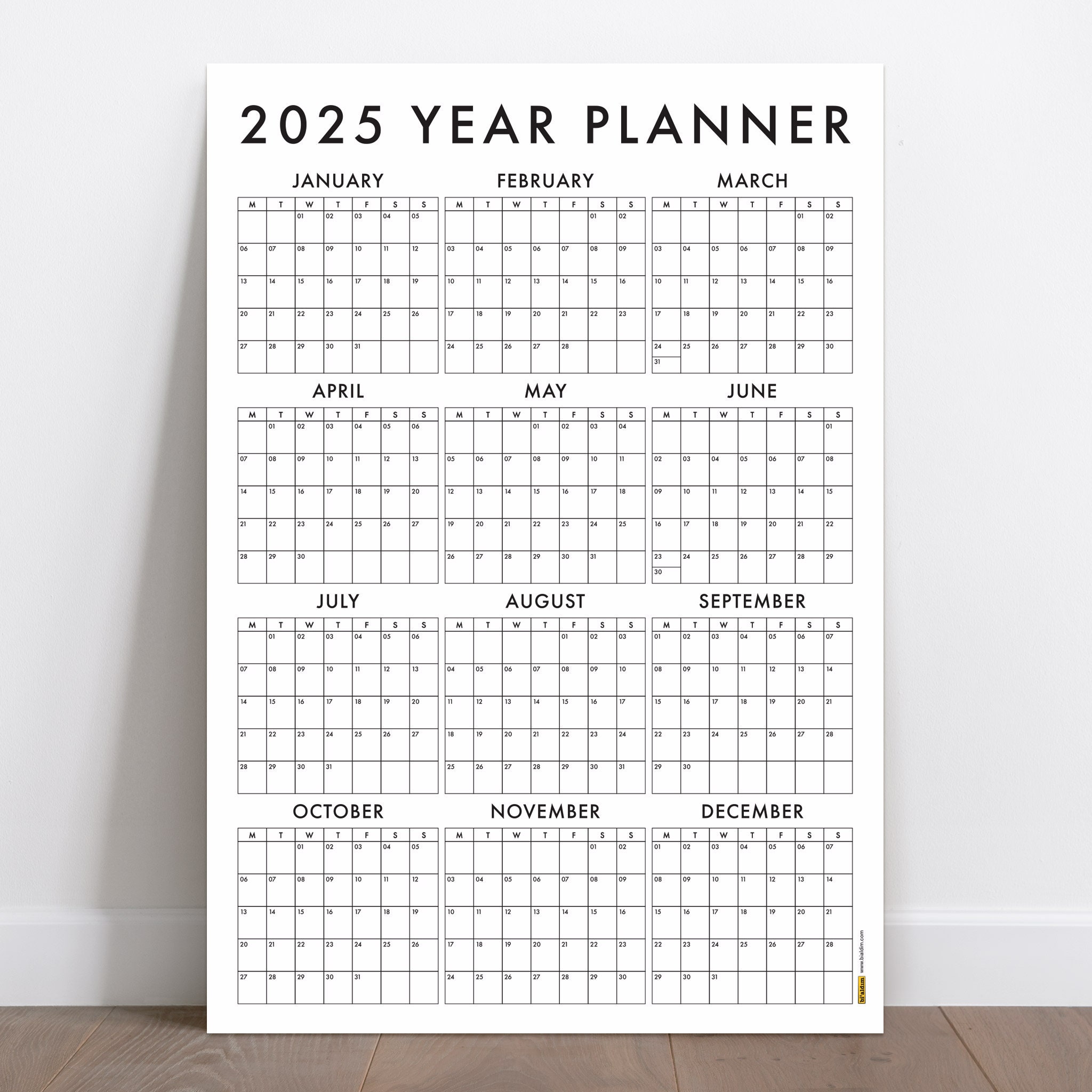 PRINTABLE 2025 Wall Calendar Instant Download 2025 Wall Planner Monthly
