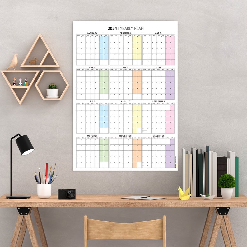 Printable 2024 Year Planner Wall Planner Family Calendar Etsy Australia