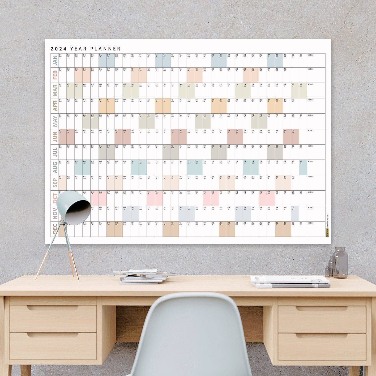 Printable 2024 Wall Calendar, 2024 Wall Planner, 2024 Year Planner ...