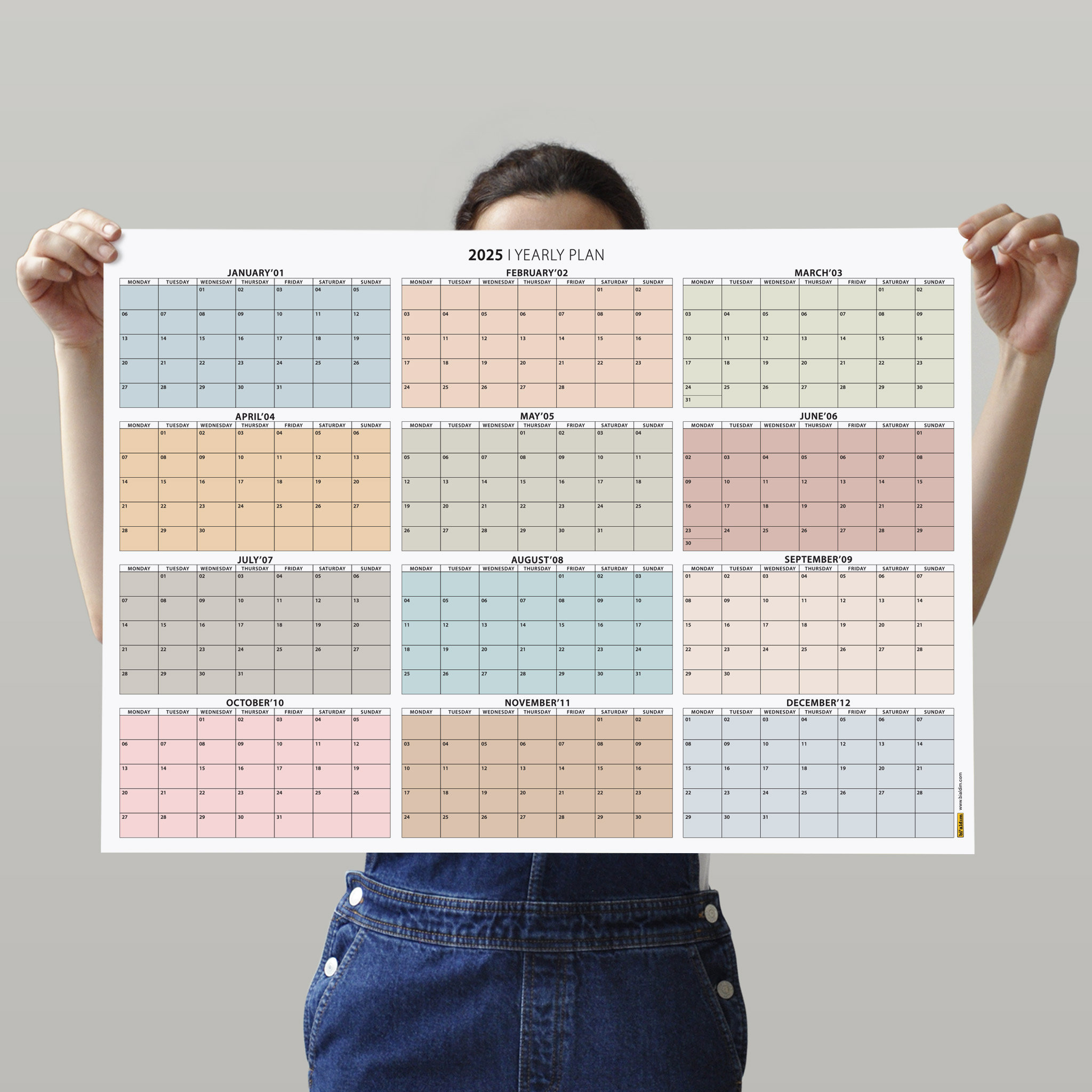 PRINTABLE 2025 Wall Calendar Instant Download 2025 Wall Planner Monthly