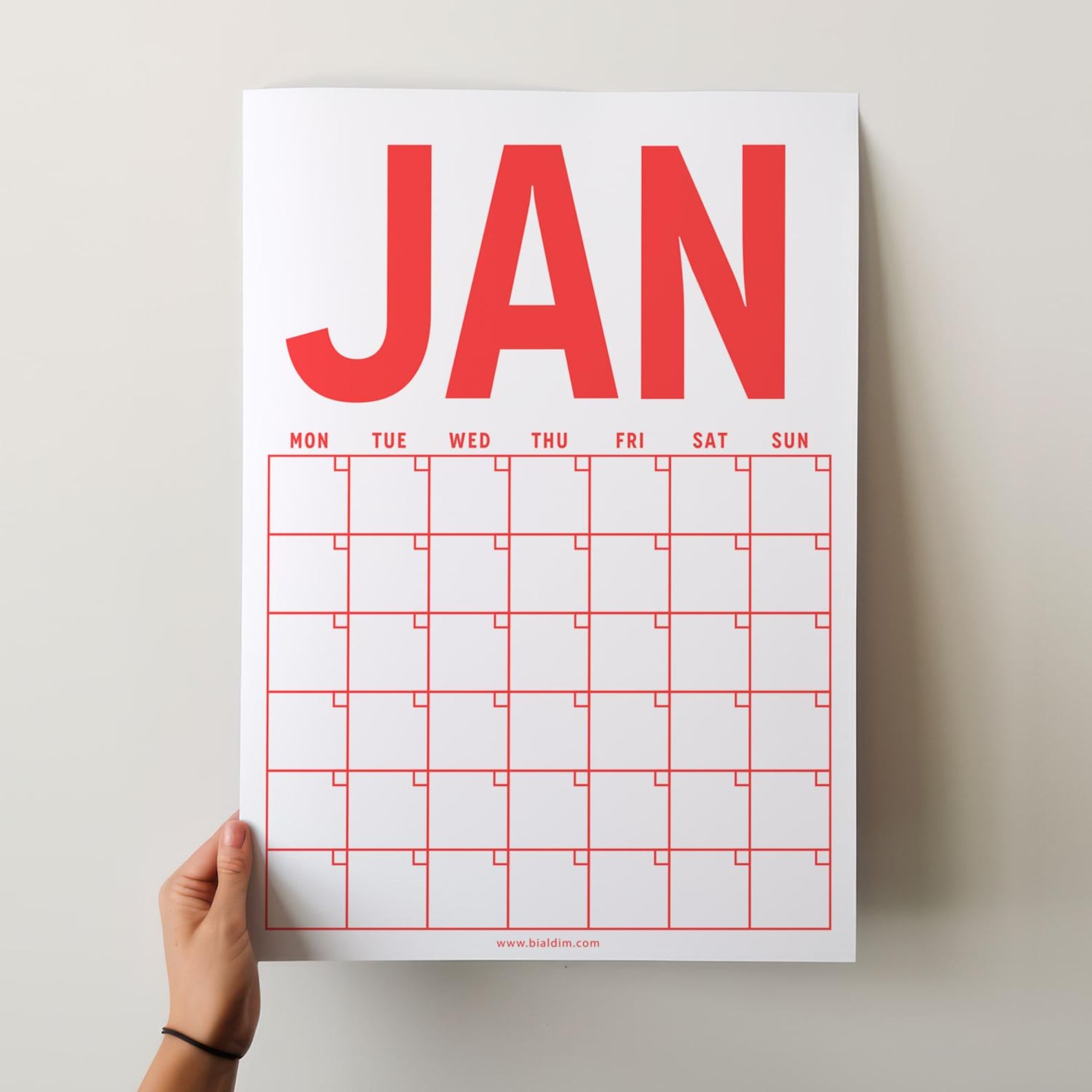 Large Monthly Wall Planner, Undated Wall Planner, Perpetual Calendar