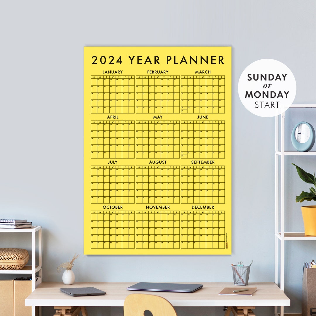 YELLOW Special Paper, 2024 Wall Calendar, Year Wall Planner, Annual