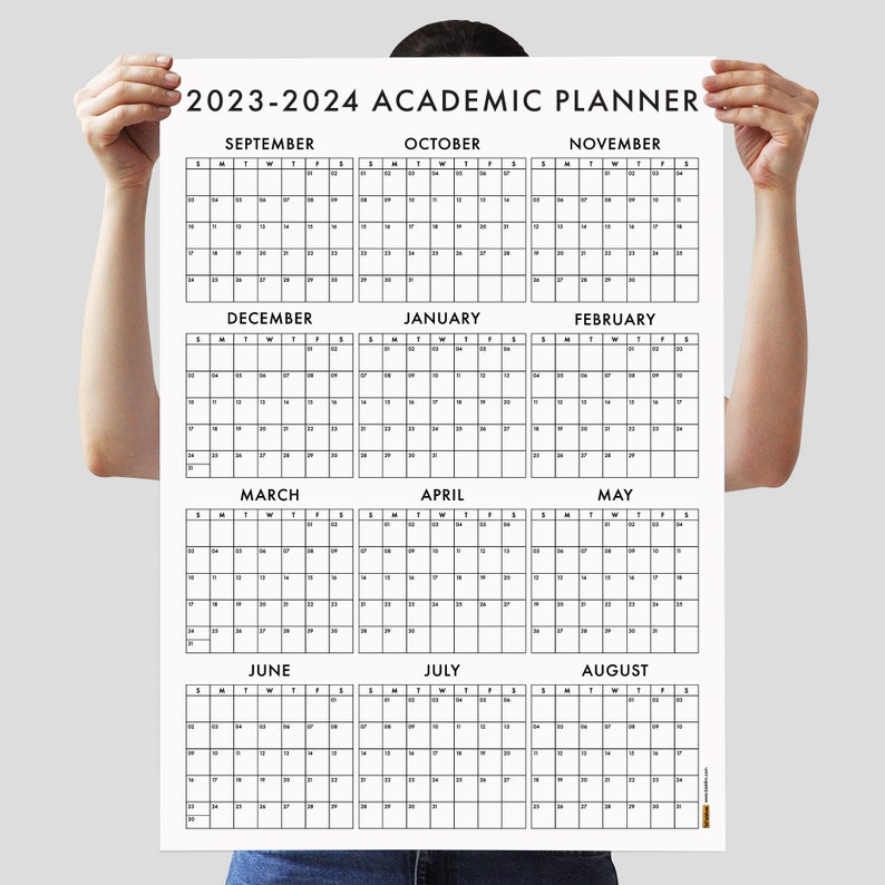 Printable 2023-2024 Academic Wall Calendar, SEPTEMBER Start, Academic Year Planner, Mid-year ...