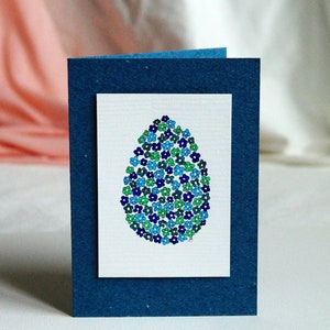 Cartolina di Pasqua, Carta disegnata a mano, Cartolina di Pasqua vuota, Disegno reale, Uovo, Modello floreale