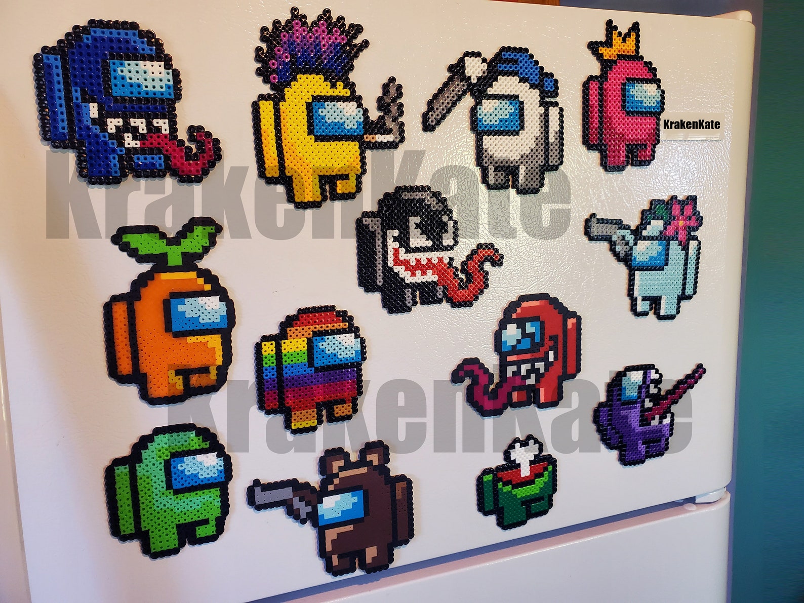 Among Us Imposter Crewmate Perler Bead Magnet Set of 13 | Etsy