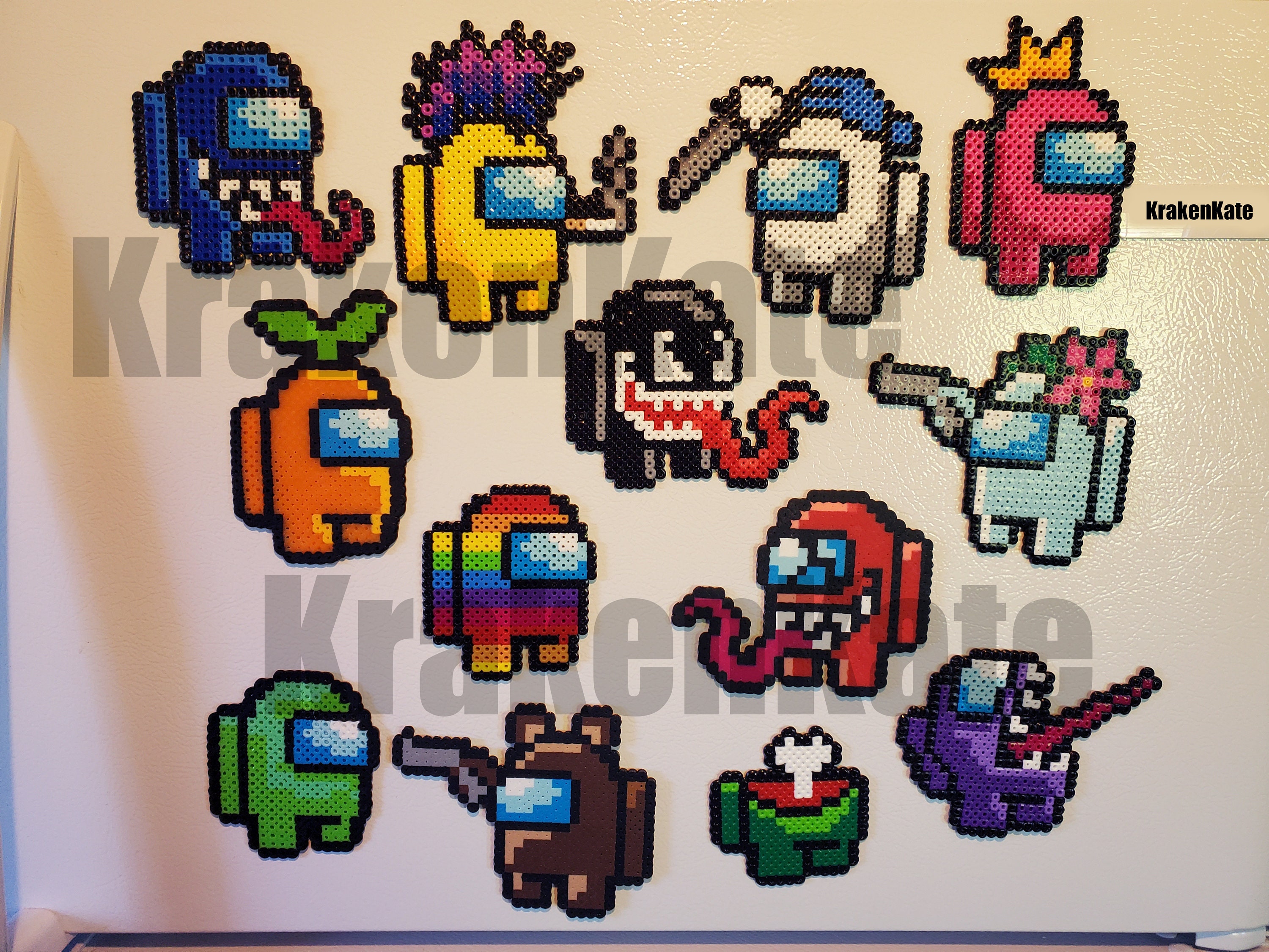 Among Us Imposter Crewmate Perler Bead Magnet Set of 13 | Etsy