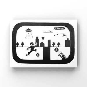 Love Is A Losing Game - Linocut Print - Retro Gaming / Gamer Gift