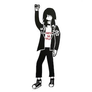 Rebel Girl - Linocut Print - Rebel Series. Anarchy - Feminist - Feminism