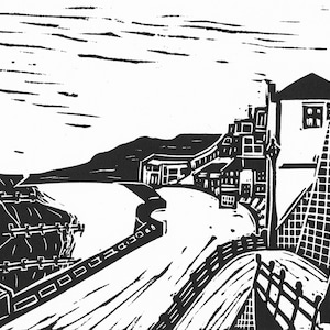 Surf Days #2 - Relief Print / Lino Print - Cromer, Surfboard, Bodyboard, Seaside, Beach Art - Surf Art, Surf Print