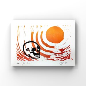 Warm Your Bones - Linocut Print - Skull