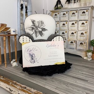 Miniature Dollhouse Chair. 1:12 Scale, OOAK, Collectible, Upholstered, Artisan Handmade, Gray, Black, White