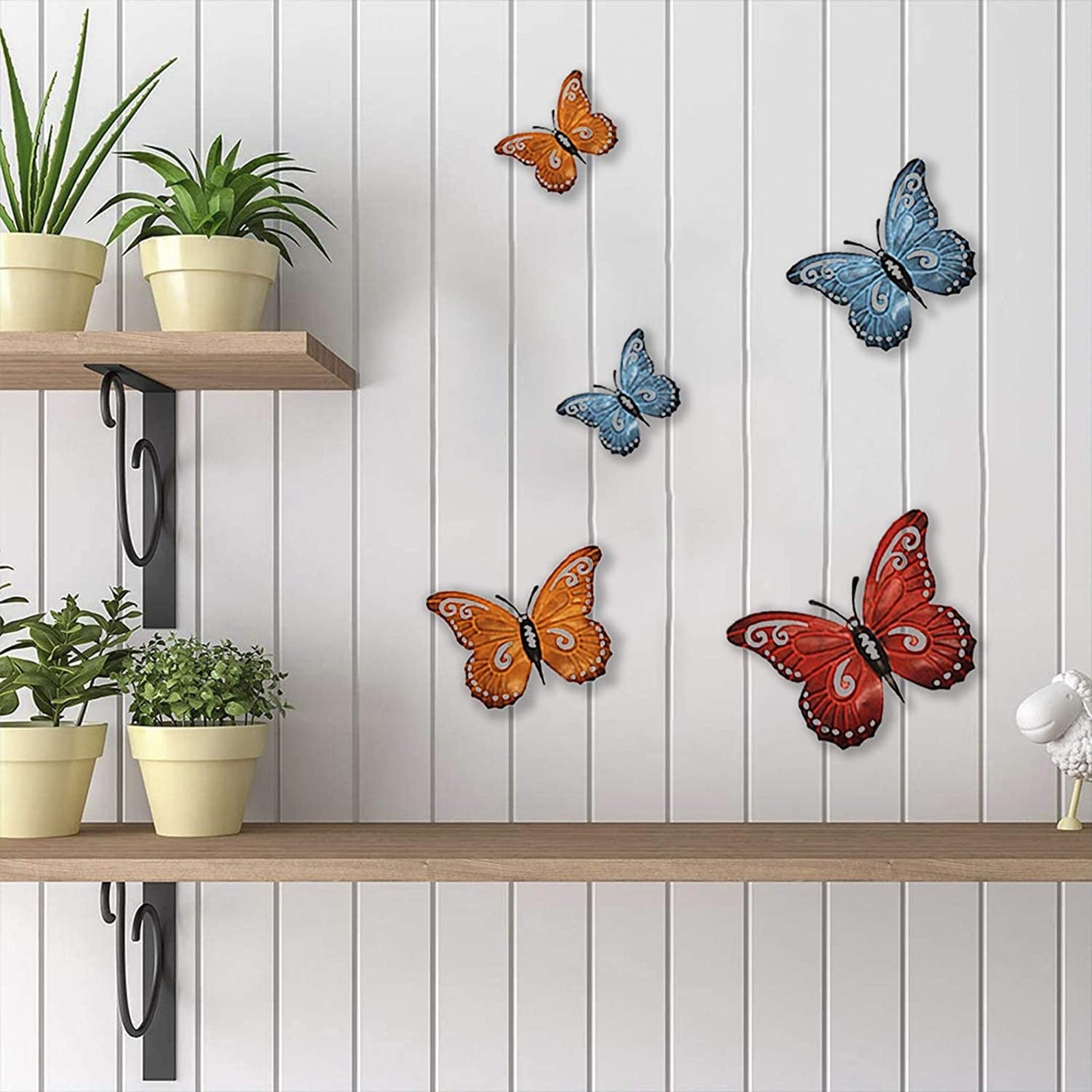 Outdoor/Indoor Metal Butterfly Wall Decor Set of 5 | Etsy