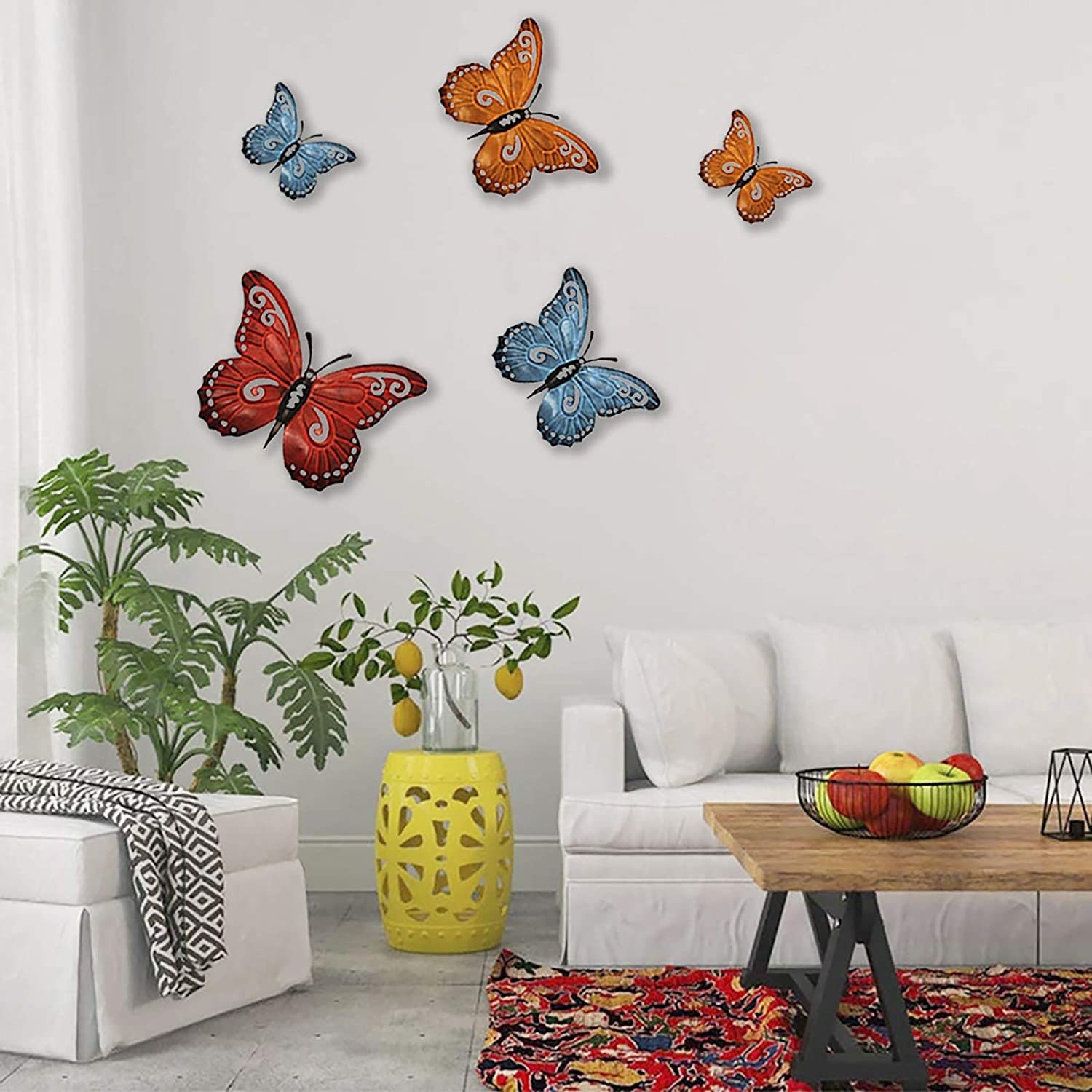 Outdoor/Indoor Metal Butterfly Wall Decor Set of 5 | Etsy