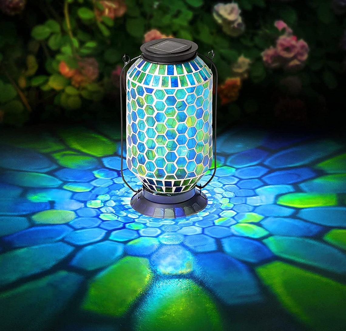 Outdoor Solar Mosaic Hanging Light | Etsy