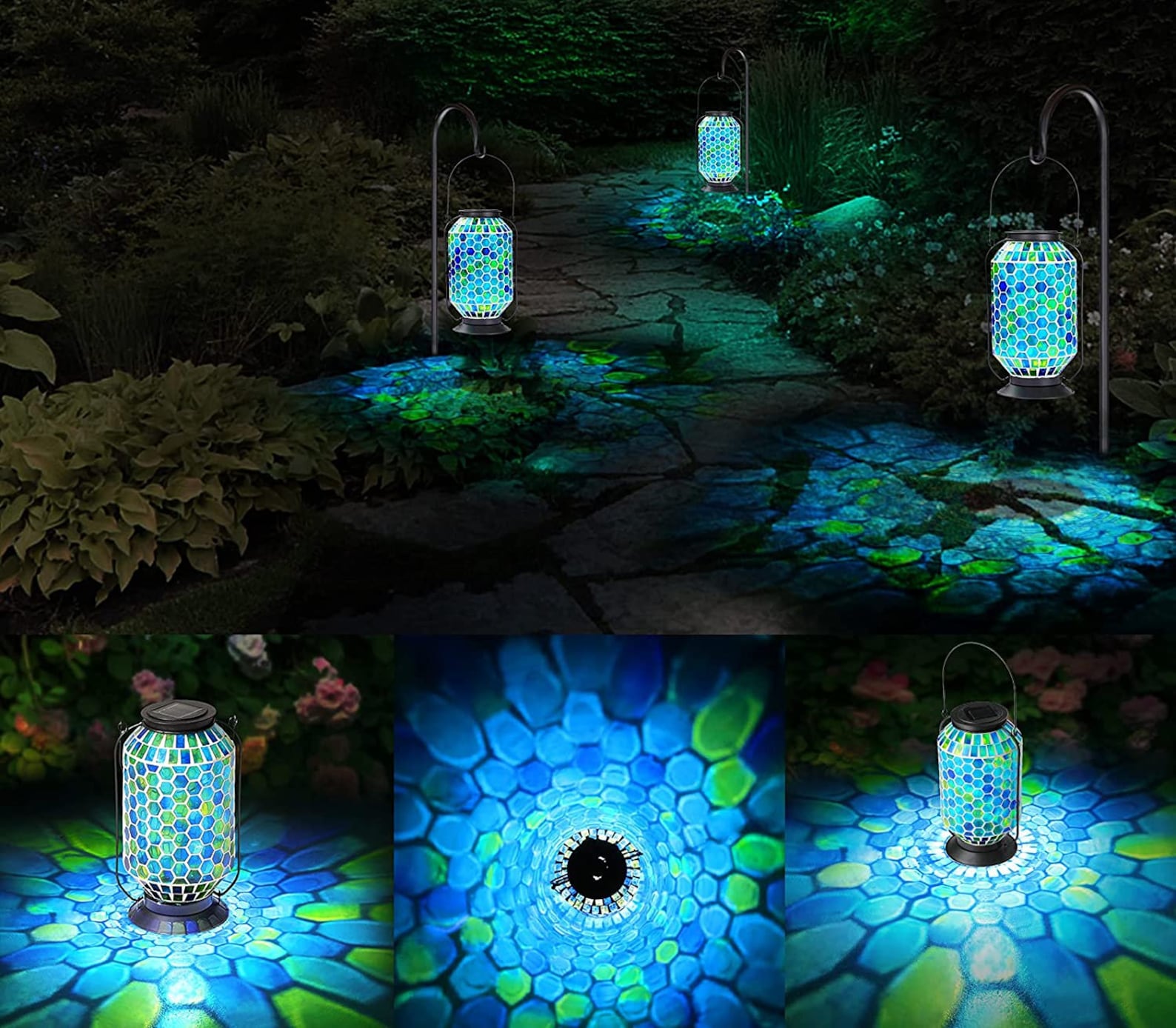 Outdoor Solar Mosaic Hanging Light | Etsy