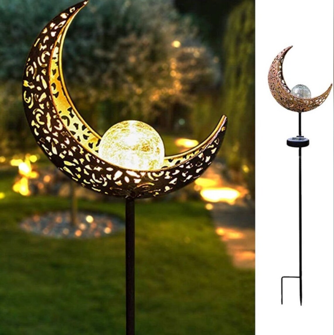 SUMMER SALE Garden Solar Half Moon Light Outdoor Decorative Etsy