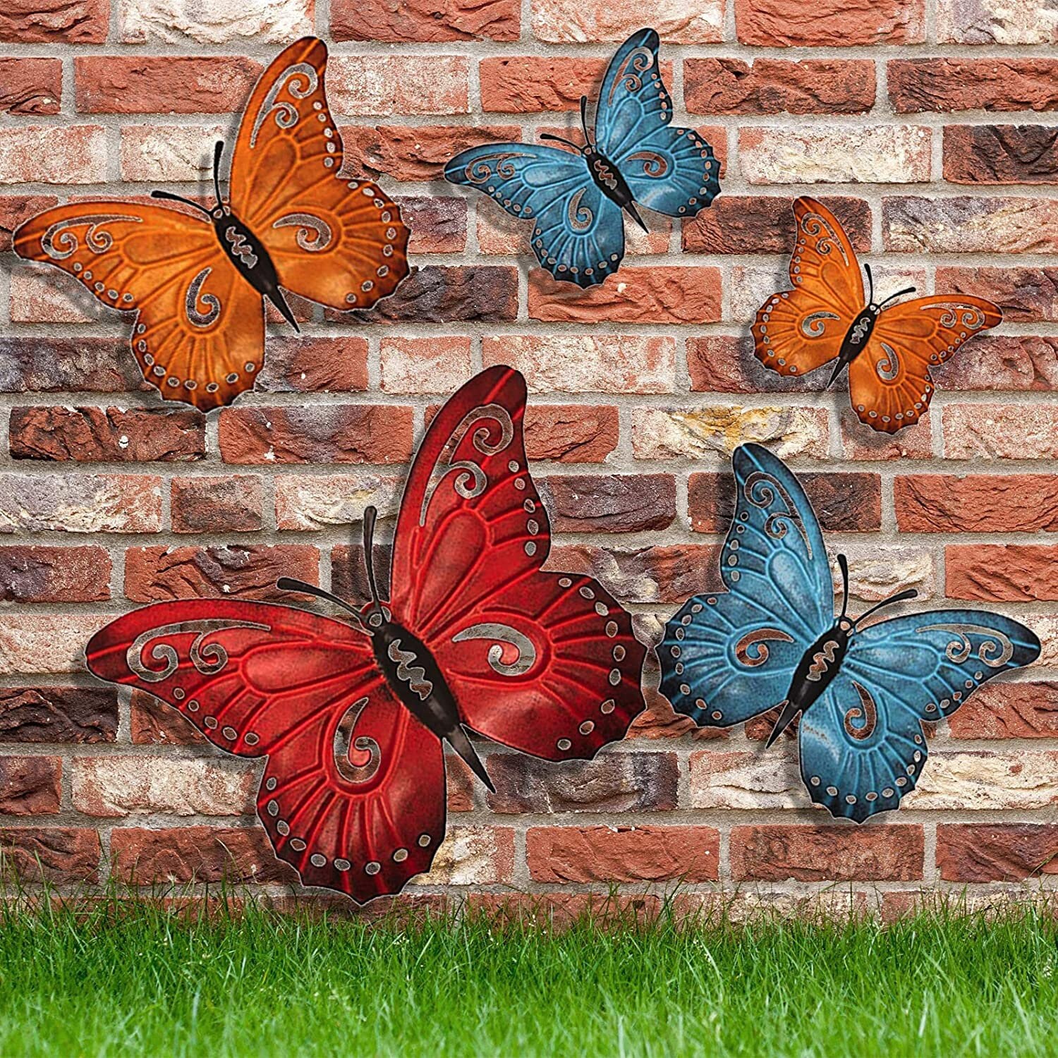 Outdoor/Indoor Metal Butterfly Wall Decor Set of 5 | Etsy