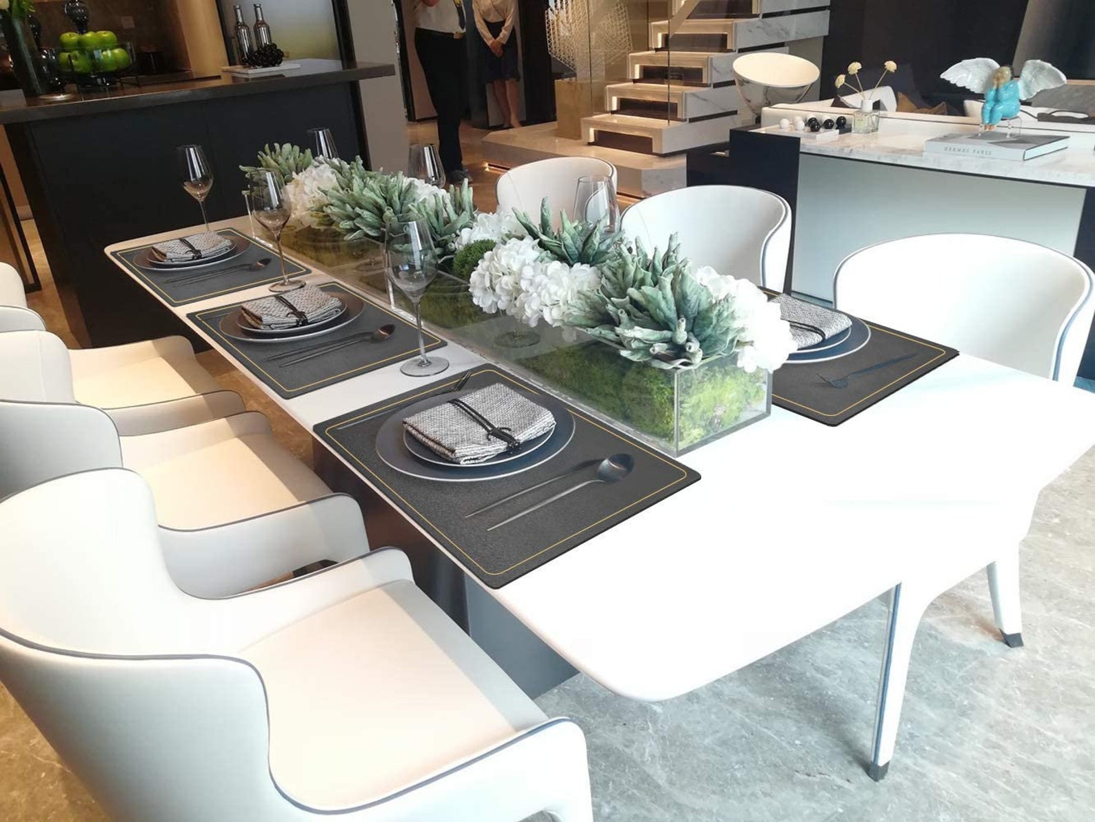 6pcs Grey Placemats Pu Faux Leather Placemats for Dining Table Etsy