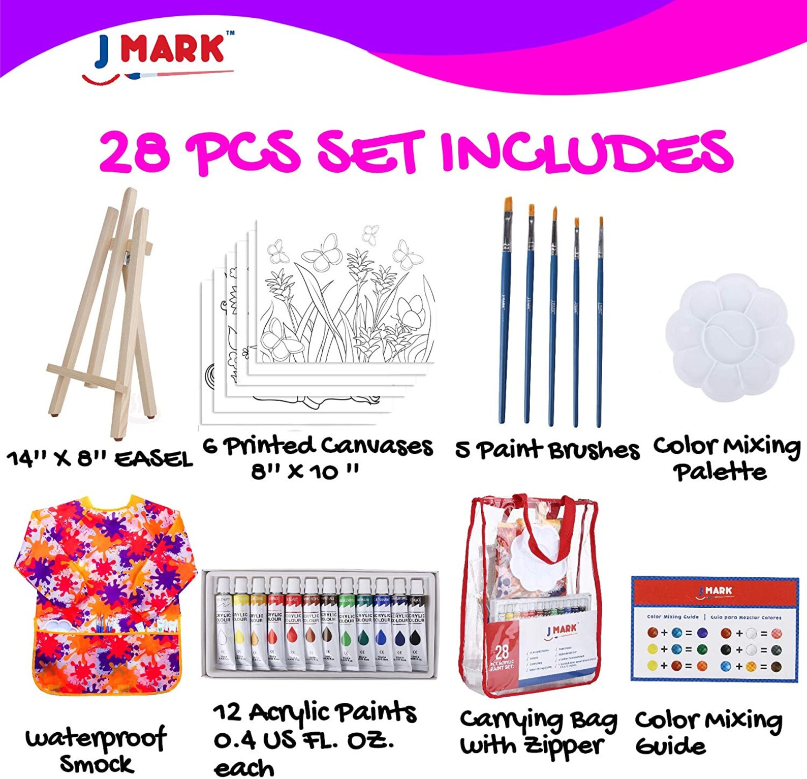 28pcs Acrylic Painting Supplies Kit with Bag 12 Washable Etsy