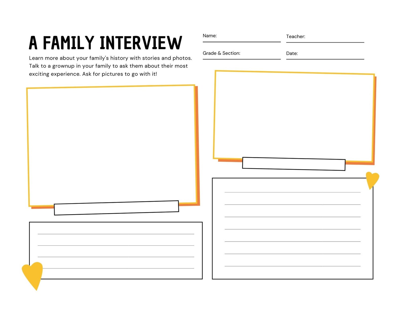 Digital Download A family interview kids worksheet family | Etsy
