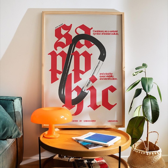 Lesbian Queer Wall Art – Carabiner Poster, Sapphic WLW Print, Dyke Pride Vintage Decor