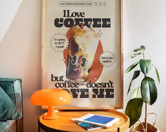 Funny Iced Coffee Poster – Retro Kitchen Wall Art