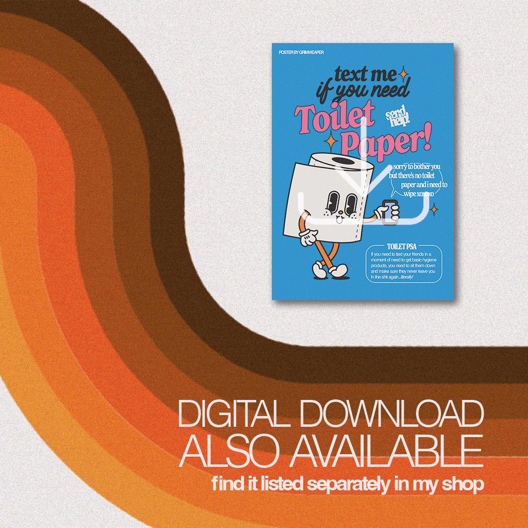 Funny Bathroom Poster – Retro Cartoon Toilet Paper Print - Etsy