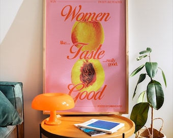 Sapphic Art Print – Women Taste Good, Vintage Lesbian Decor